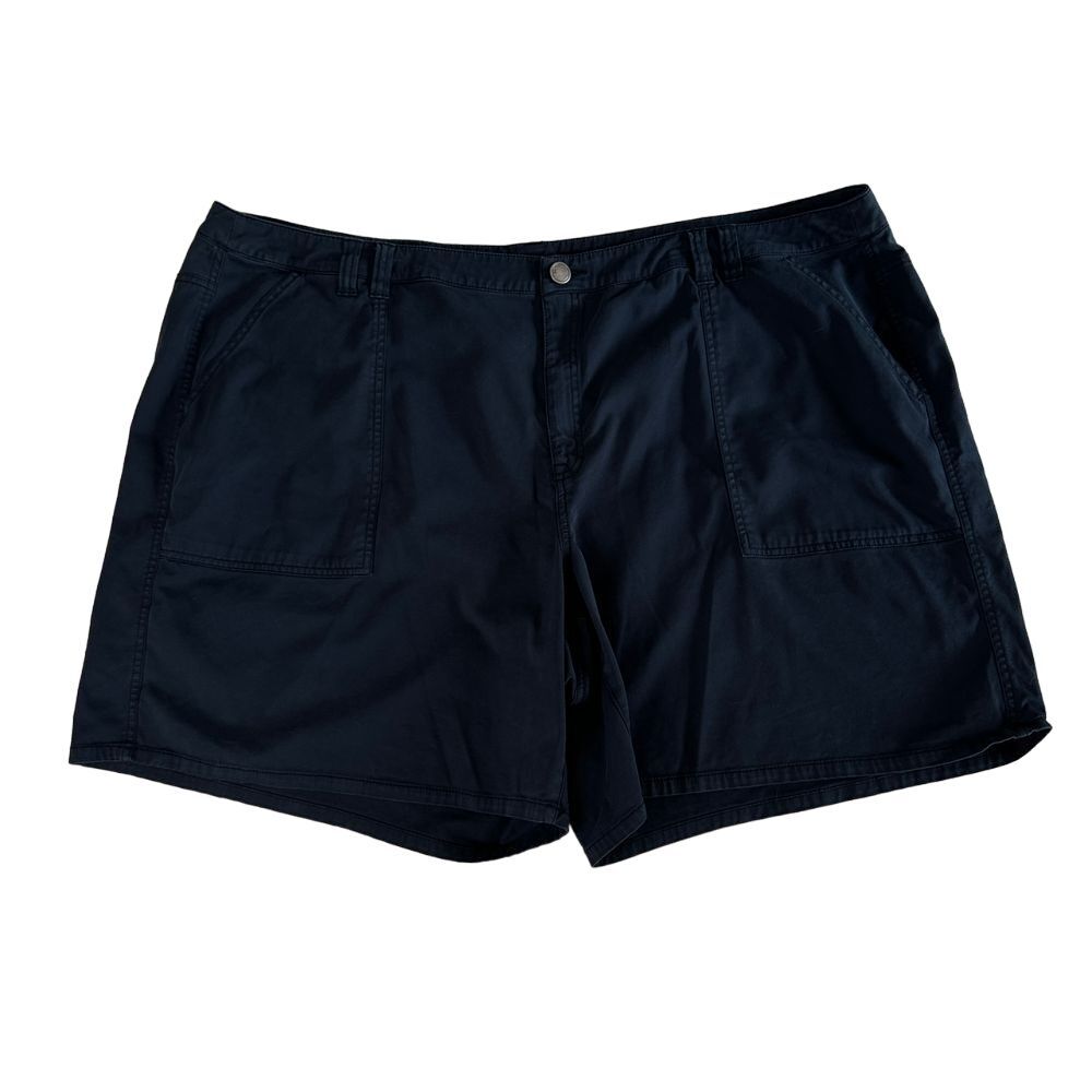 Lane Bryant Shorts Womens 28 Navy Blue High Waisted Chino Stretch Cotton Casual